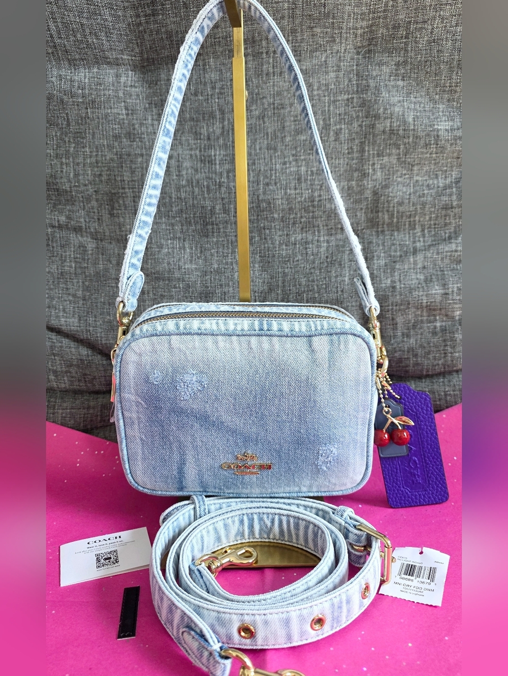 Coach Loved Denim Mini Carey Shoulder Crossbody Bag